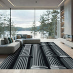 Sophisticated Gray Neo-Classical Column Architectural Rug