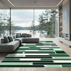 Abstract Green Broken Stripe Rug