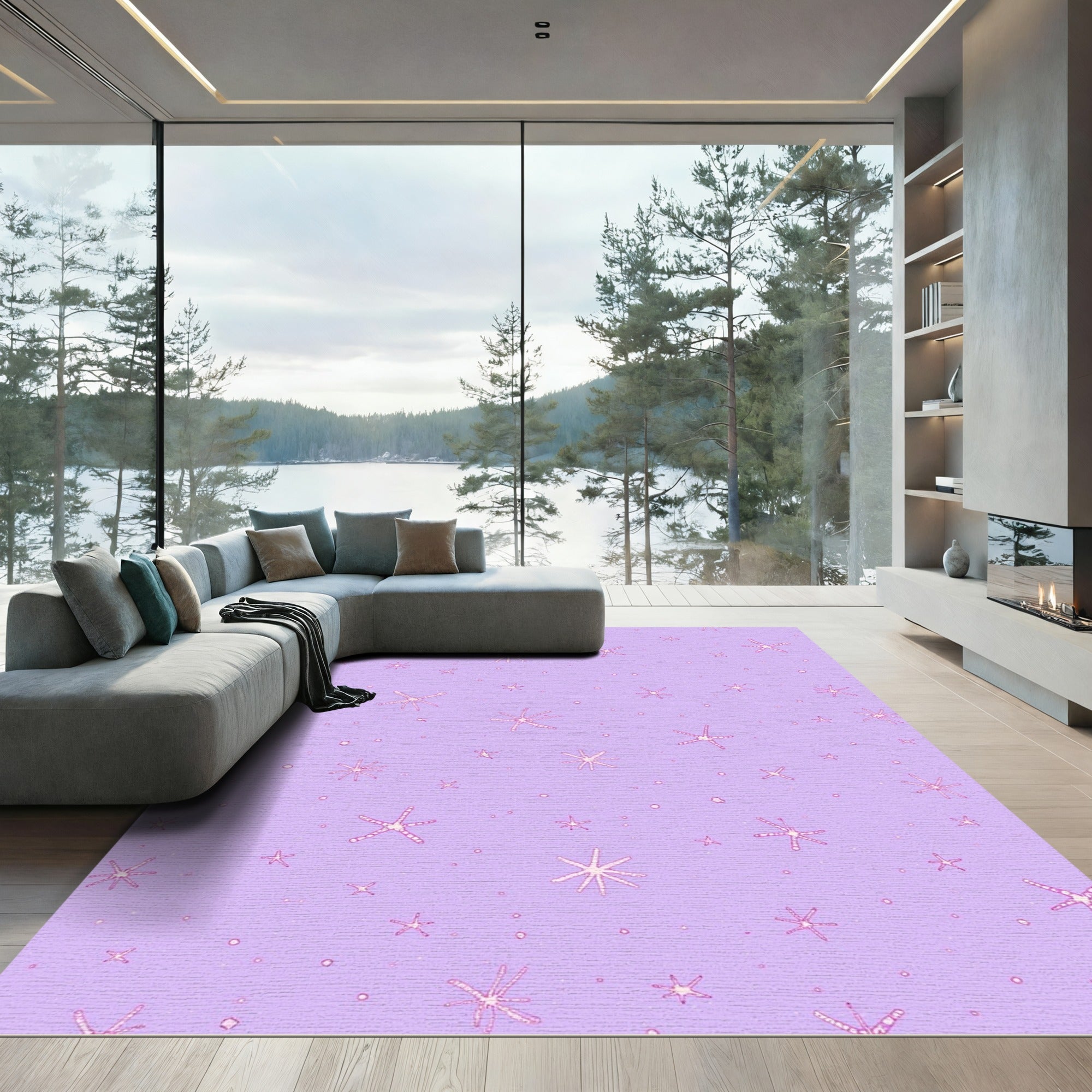 Lavender Starfish Scatter Rug