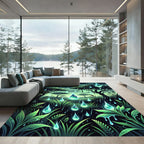 Luminous Glowing Raindrop Forest Landscape Rug