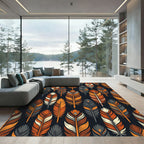 Earthy Feather Boho Fall Area Rug