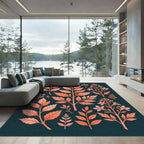 Coral Leaf Botanical Arrangement Rug