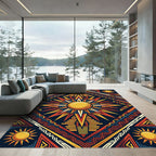 Celestial Aztec Sun Pyramid Medallion Rug