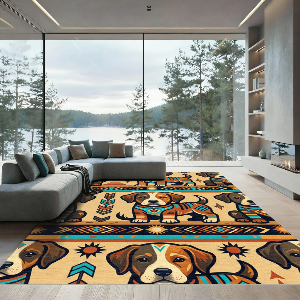 Playful Puppy Southwestern Geometric Earthy Rug