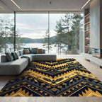 Gold Black Eagle Tribal Chevron Rug