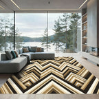 Golden Brown Gradient Chevron Layers Rug