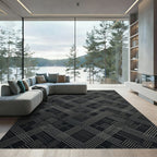 Sophisticated Gray Geometric Intersecting Lines Rug