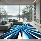 Radiant Azure Starburst Geometric Rug