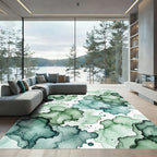 Teal Emerald Organic Ink Wash Rug