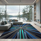 Art Deco Navy Golden Sunburst Radiance Rug