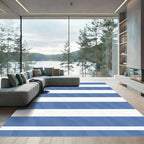 Classic Blue White Horizontal Stripe Rug