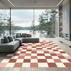 Modern Blush and Terracotta Checkerboard Rug