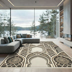 Elegant Beige Archway Arabesque Medallion Rug