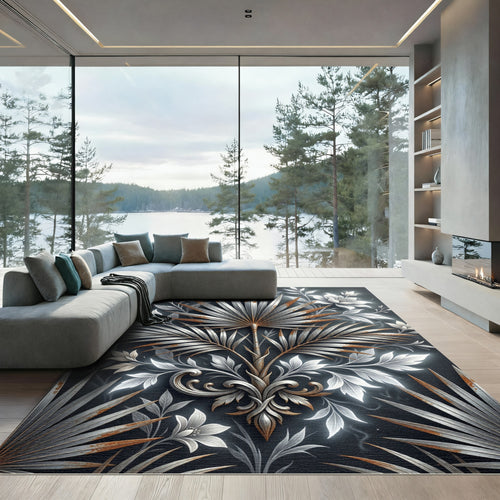 Antique Silver Floral Foliage Rug