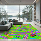 Vibrant Road Trip Car Collage Rug