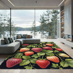 Vibrant Red Strawberry Botanical Art Rug