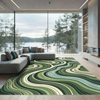 Abstract Sage Green Flowing River Waves Rug