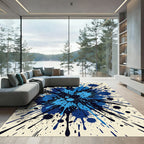 Splattered Blue Abstract Explosion Rug