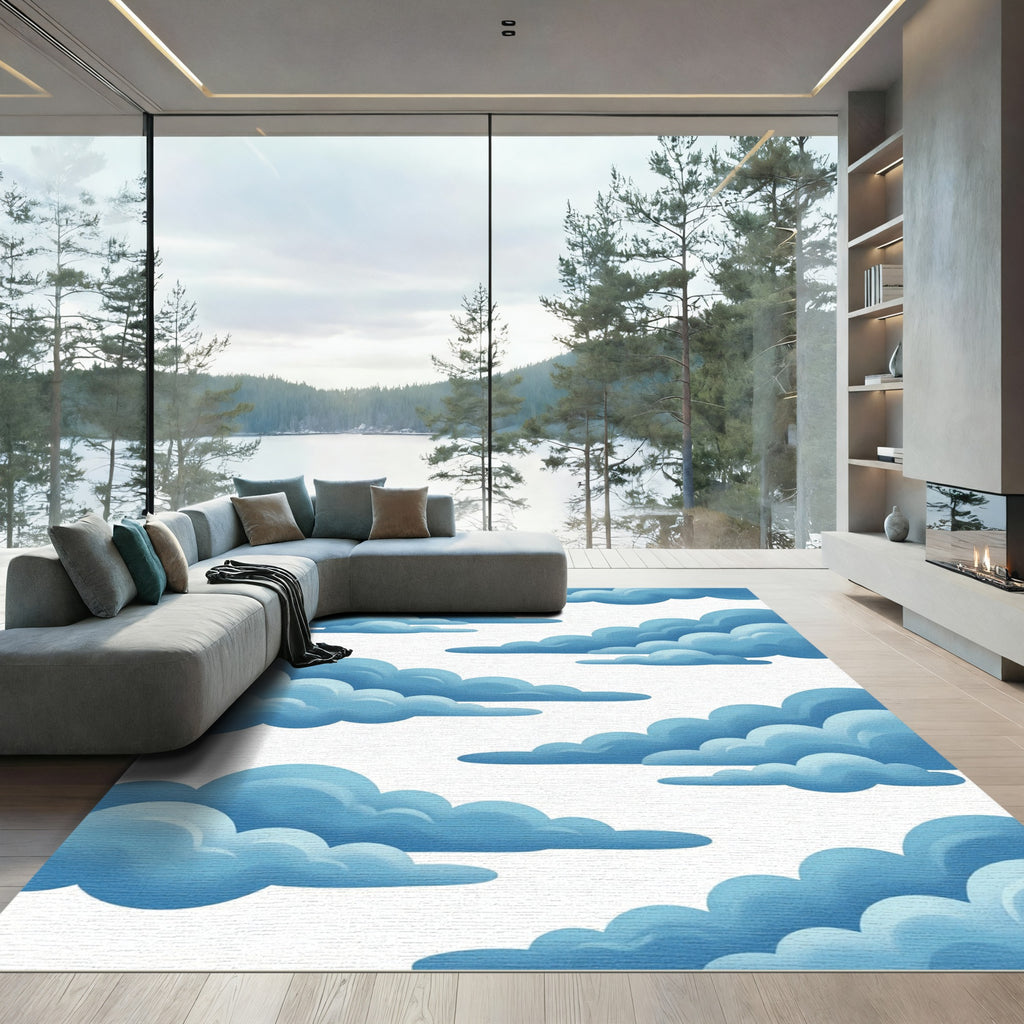 Floating Azure Cloudscape Sky Rug