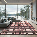 Muted Pink and Gray Plaid Grid Rug