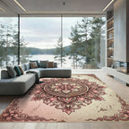Vintage Dusty Rose Floral Medallion Rug
