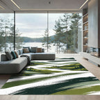 Earthy Green Alpine Mountain Valley Rug