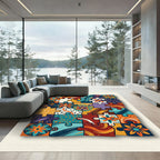 Whimsical Floral Puzzle Piece Medley Rug