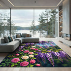 Romantic Floral Wisteria Rose Garland Rug