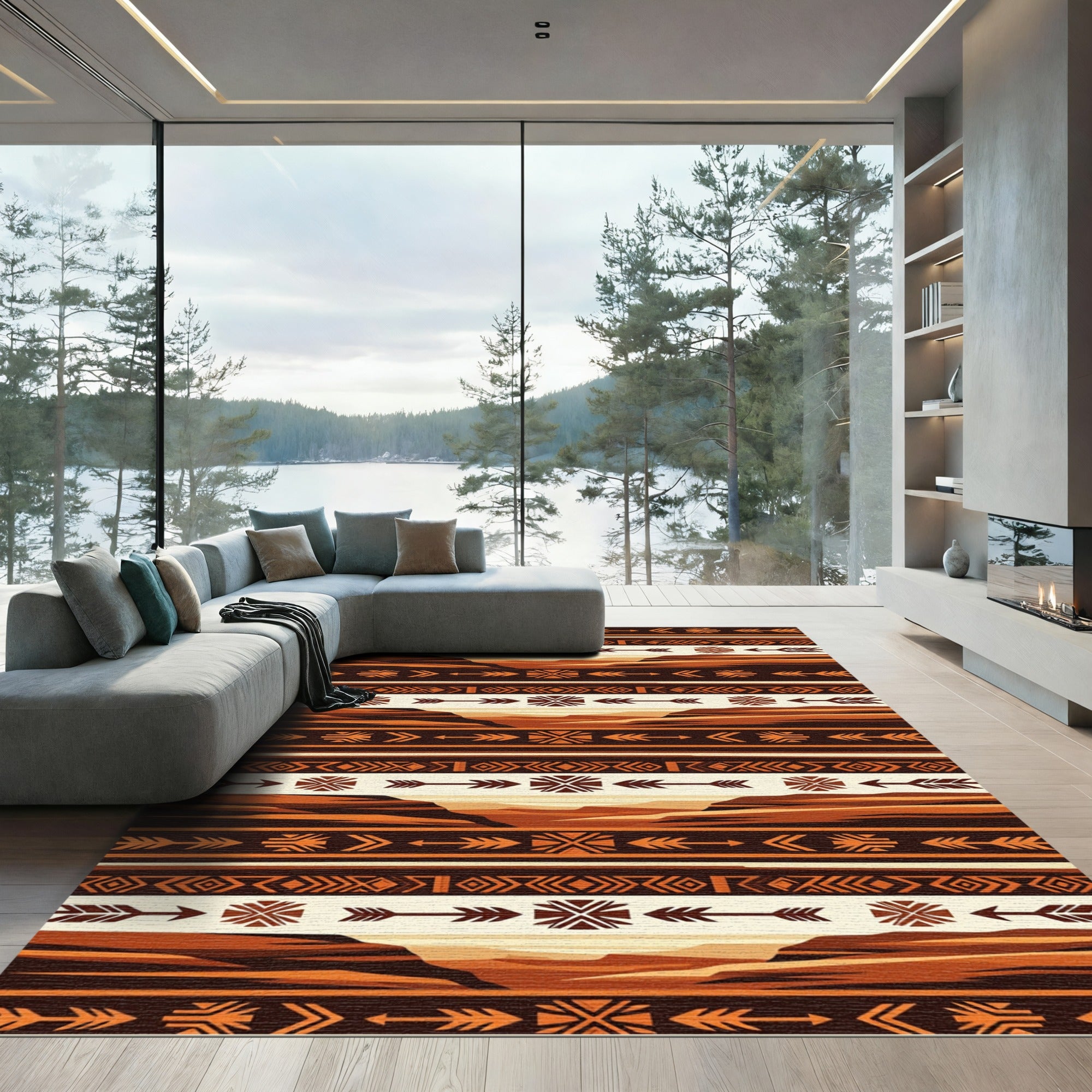 Terracotta Arrow Canyon Landscape Rug