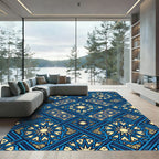 Navy Blue Geometric Eleven Point Star Rug