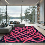 Scribbled Pink Abstract Wave Rug