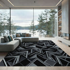Monochromatic Geometric Interlocking Arrow Layers Rug