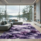 Ethereal Purple Watercolor Mountain Landscape Rug