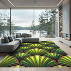 Green Fan Art Deco Geometric Rug