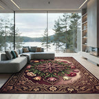 Elegant Plum Star Floral Medallion Rug