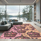 Pink Peach Crown Butterfly Celestial Rug