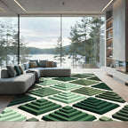 Emerald Green Nested Pyramid Geometric Rug
