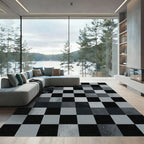 Monochromatic Checkerboard Textured Squares Rug
