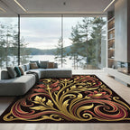 Rich Red And Gold Floral Scroll Rug