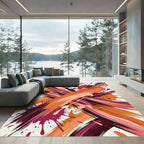 Rich Amber Swirl Splatter Brushstrokes Rug