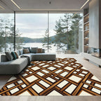 Wood Lattice Interlocking Geometric Pattern Rug