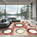 Geometric Dusty Rose Interlocking Circle Tile Rug