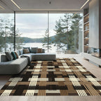 Woven Earth Tone Striped Weave Rug