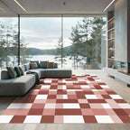 Terracotta White Block Check Rug