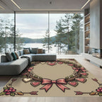 Pink Valentine Heart Wreath Garden Rug