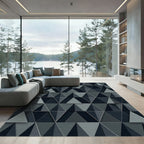 Urban Grey Geometric Triangle Tessellation Rug