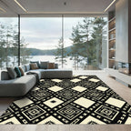 Black Cream Diamond Geometric Collage Rug