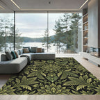Ornate Greenery Black Medallion Rug