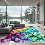 Vibrant Watercolor Ink Splatter Flow Rug