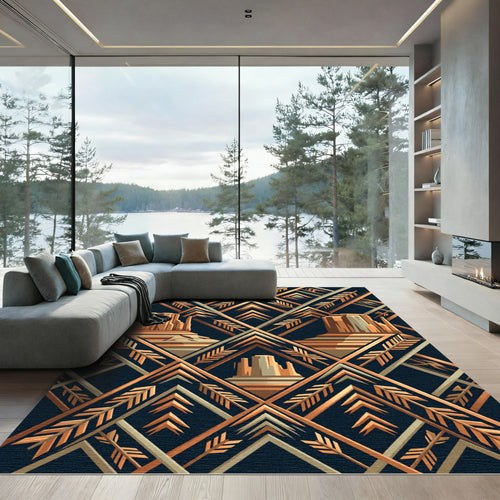 Art Deco Southwestern Copper Mesa Rug